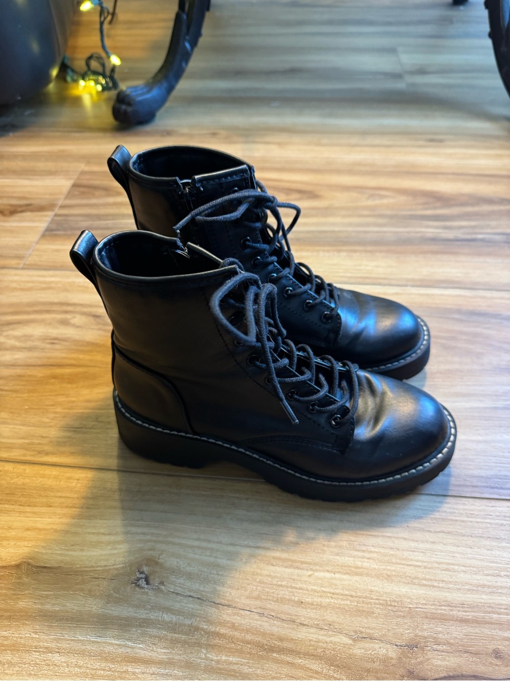 Madden Girl Black Lace-Up Combat Boots